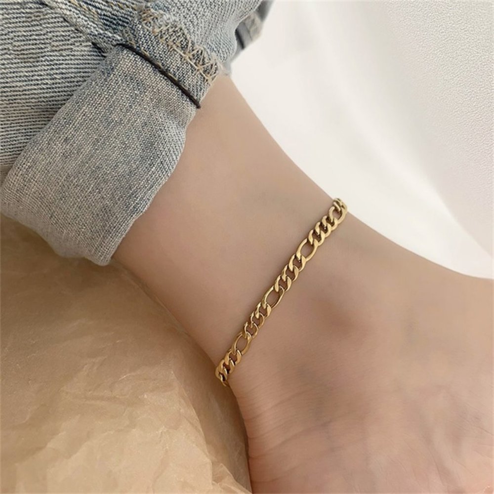 New Hollow Fiagro Link Chain Hollow Gold Ankle Bracelet Anklet - Picture 4 of 4